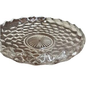Vintage Fostoria American Cubist 12'' Round Footed Cake/Serving Platter